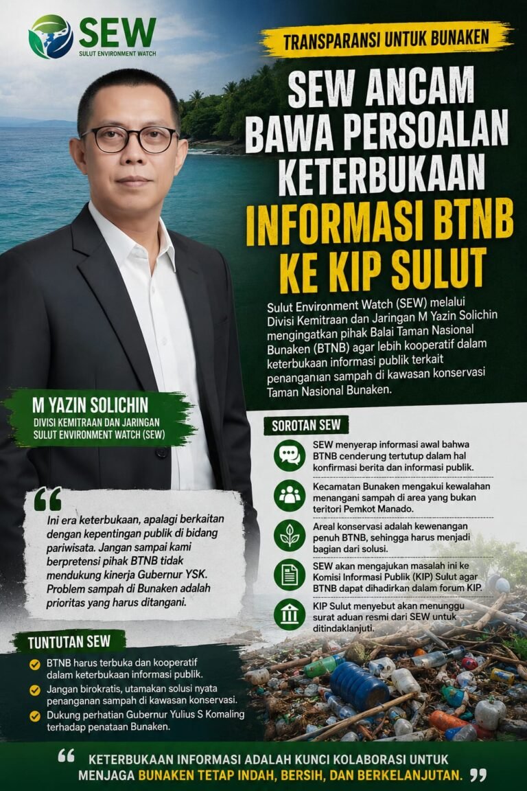 Dinilai Tidak Transparan Penanganan Sampah, SEW Bakal Gugat BTNB ke KIP Sulut