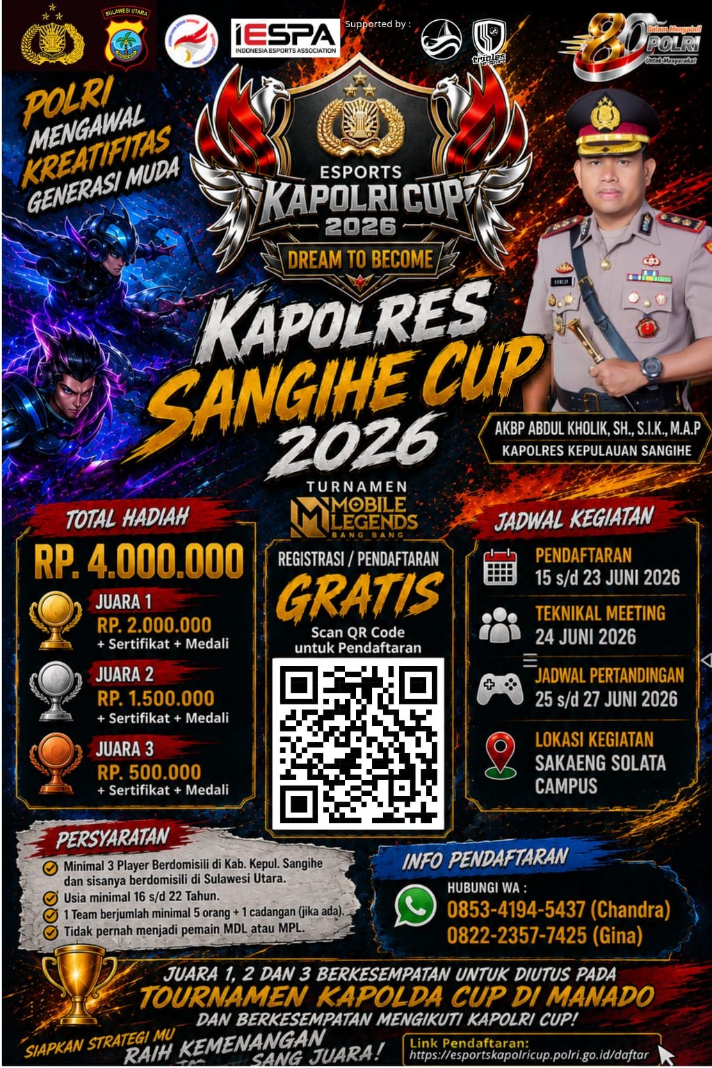 Total Hadian Jutaan Rupiah Plus Tiket ke Kapolri Cup, IESPA Dukung Kapolres Sangihe Cup 2026