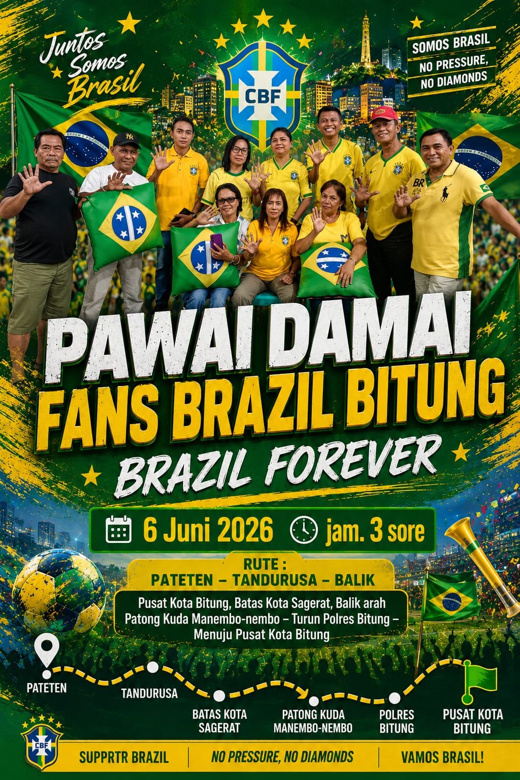 Brasil Mania Bergerak: Fans Brasil Kota Bitung Matangkan Pawai Damai Menuju Piala Dunia 2026